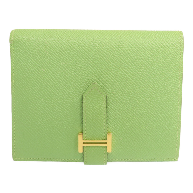 HERMES Epsom皮革Bearn Wallet金扣錢包Vert Criquet-1