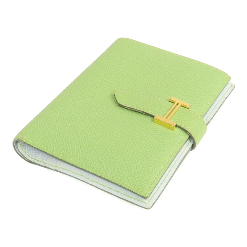 HERMES Epsom皮革Bearn Wallet金扣錢包Vert Criquet-4
