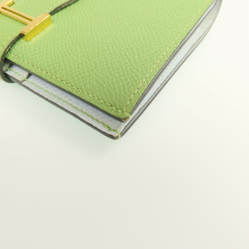 HERMES Epsom皮革Bearn Wallet金扣錢包Vert Criquet-7
