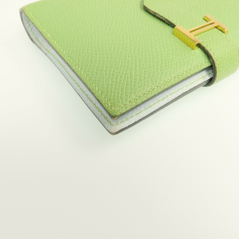 HERMES Epsom皮革Bearn Wallet金扣錢包Vert Criquet-8