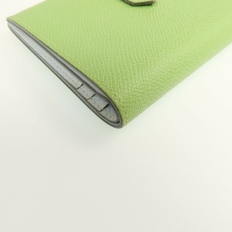 HERMES Epsom皮革Bearn Wallet金扣錢包Vert Criquet-9