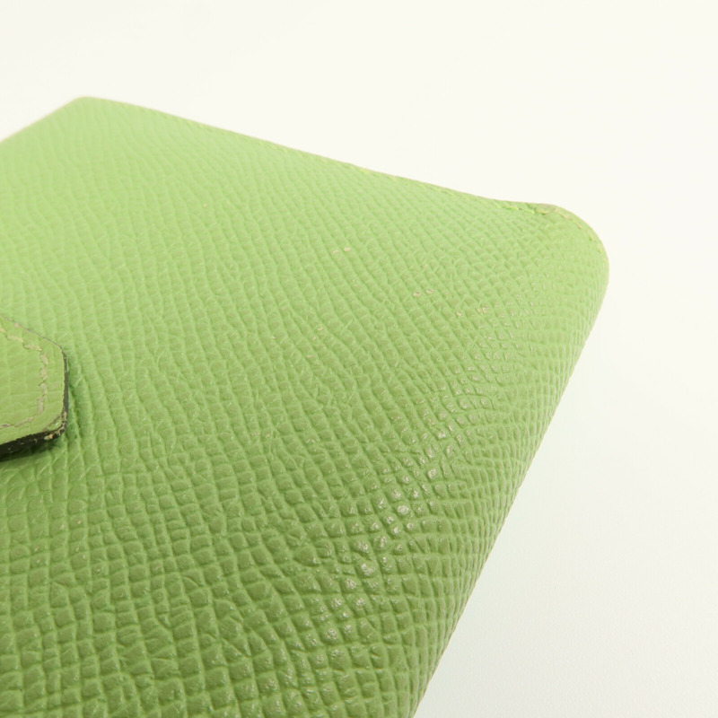 HERMES Epsom皮革Bearn Wallet金扣錢包Vert Criquet-11
