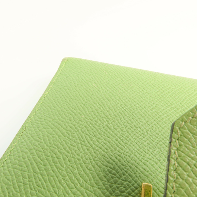 HERMES Epsom皮革Bearn Wallet金扣錢包Vert Criquet-14