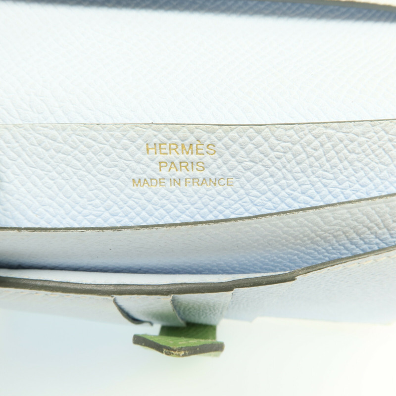 HERMES Epsom皮革Bearn Wallet金扣錢包Vert Criquet-15