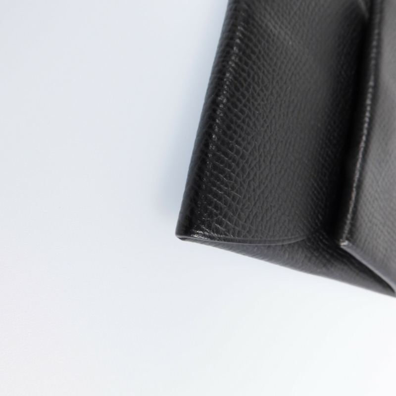 HERMES Epsom皮革Bastia銀扣零錢包Noir-6