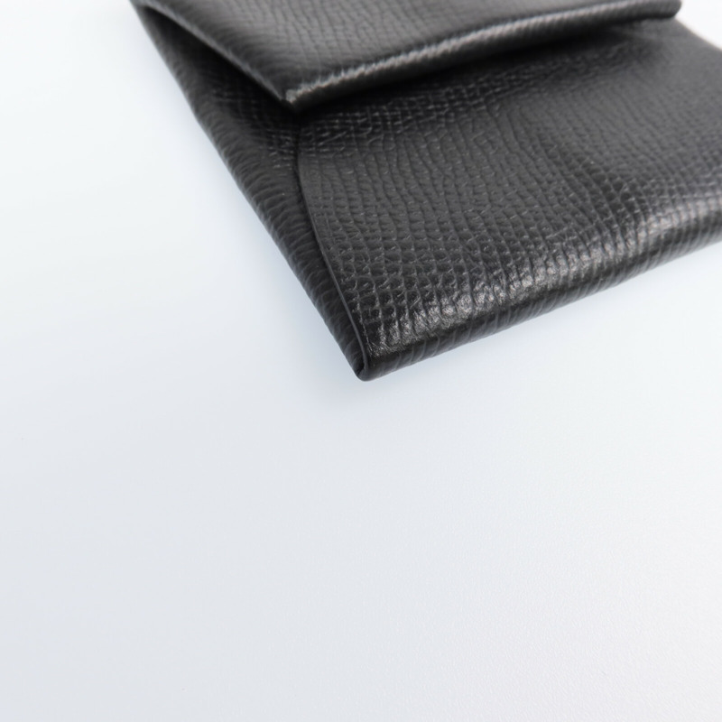 HERMES Epsom皮革Bastia銀扣零錢包Noir-8