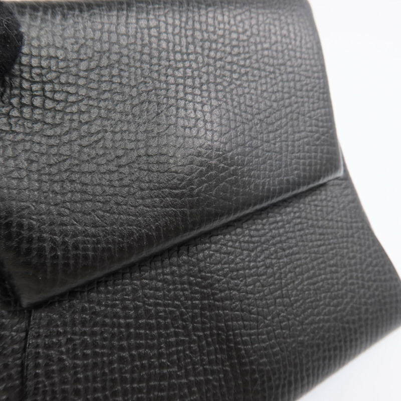 HERMES Epsom皮革Bastia銀扣零錢包Noir-11