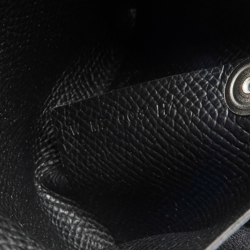 HERMES Epsom皮革Bastia銀扣零錢包Noir-14