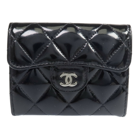 CHANEL 漆皮皮革Wallet銀扣錢包