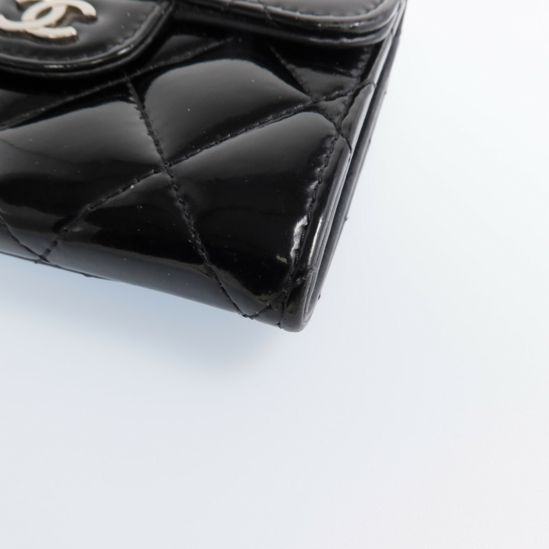 CHANEL 漆皮皮革Wallet銀扣錢包-6