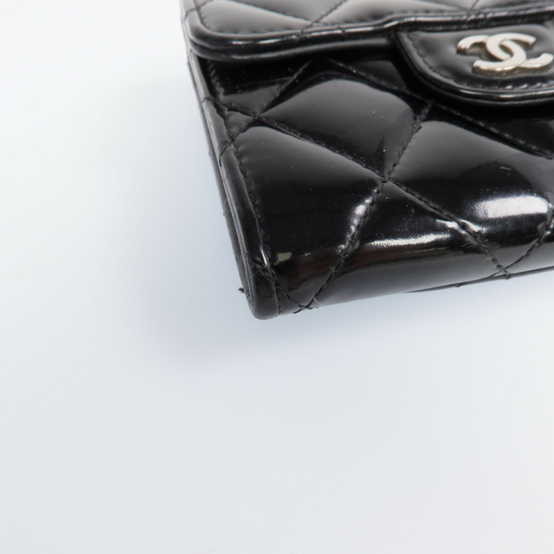 CHANEL 漆皮皮革Wallet銀扣錢包-7