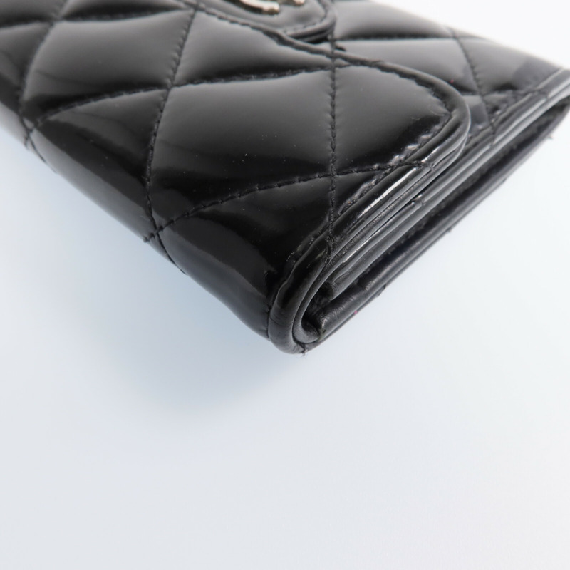 CHANEL 漆皮皮革Wallet銀扣錢包-9