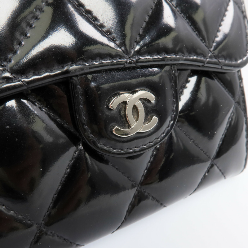 CHANEL 漆皮皮革Wallet銀扣錢包-10