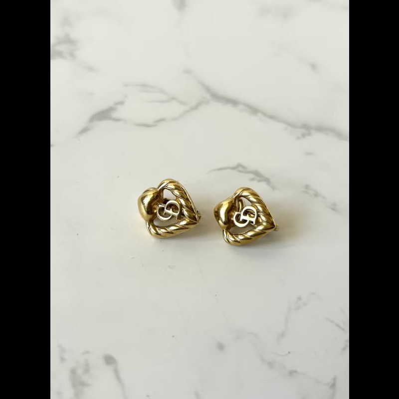 【LA LUNE】稀有中古飾品 Dior螺旋心形Logo禮盒 吊墜 頸鏈 項鏈 耳環耳夾-4