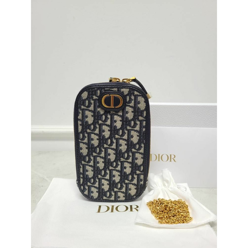 【包稅】DIOR 海軍藍斜紋蒙田30手機鏈包-7