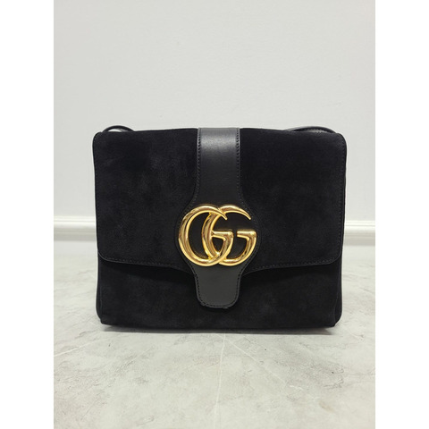 【包稅】GUCCI 黑色 GG Marmont 麂皮 Ally 單肩包