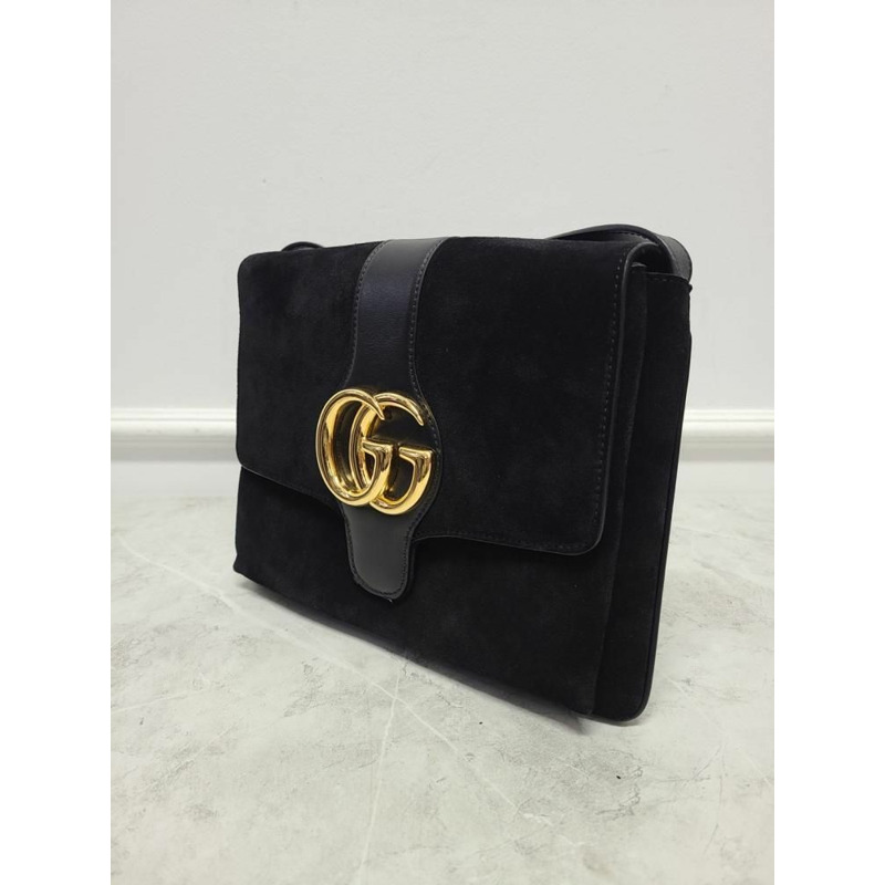 【包稅】GUCCI 黑色 GG Marmont 麂皮 Ally 單肩包-1