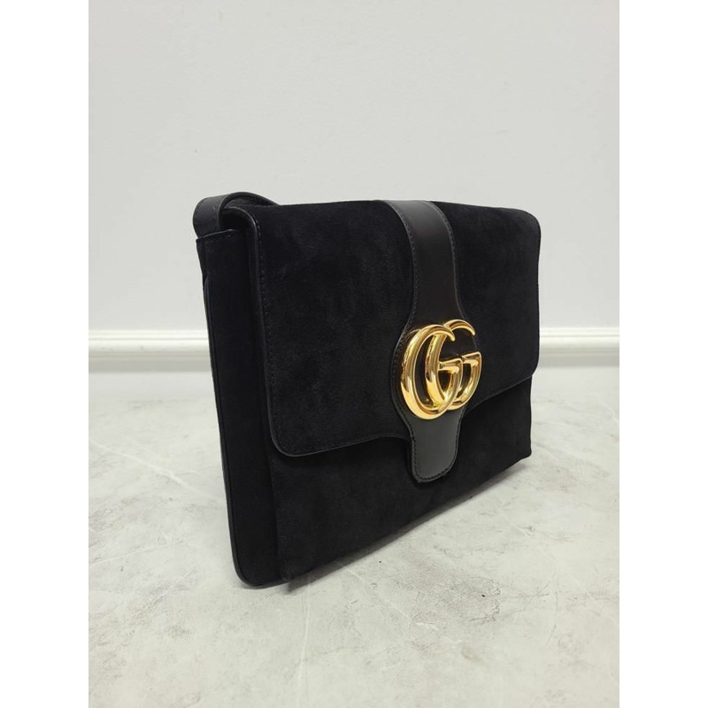 【包稅】GUCCI 黑色 GG Marmont 麂皮 Ally 單肩包-2