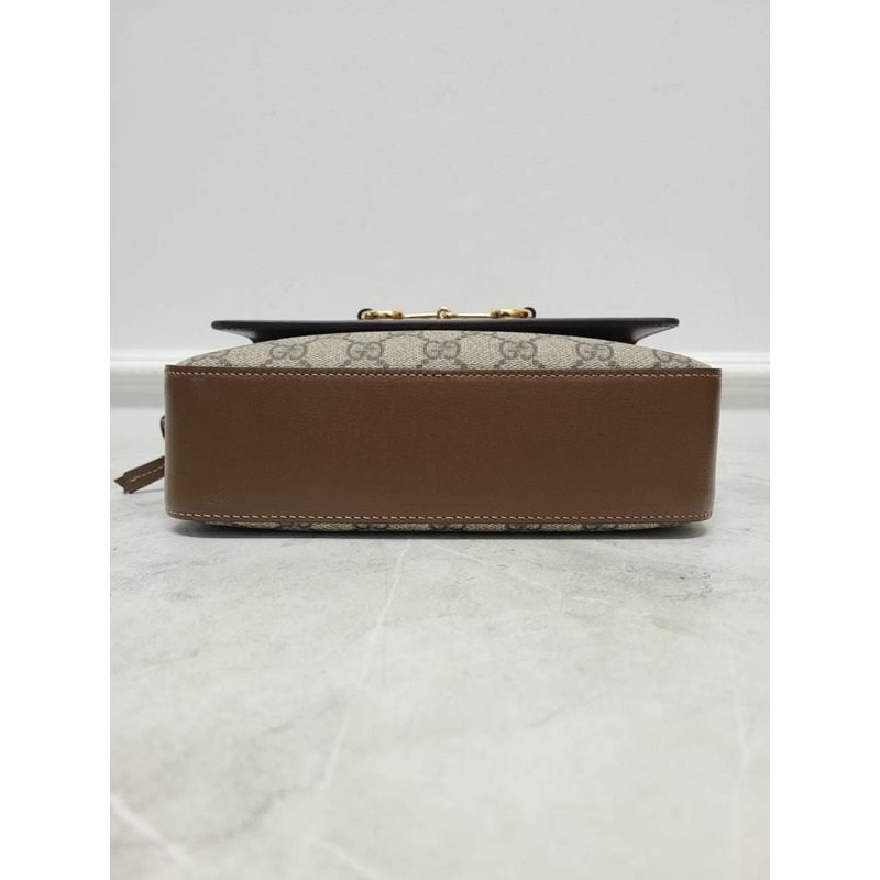 【包稅】GUCCI 棕色 GG Supreme 馬銜扣小號單肩包-6