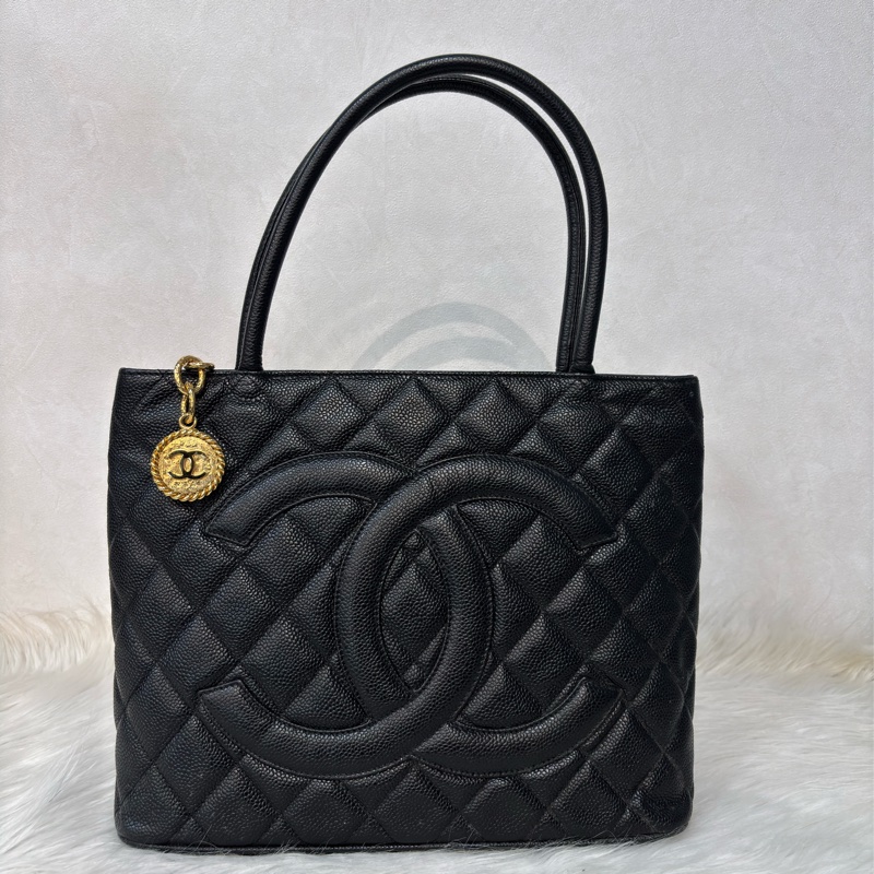 Chanel 1804 GST BOOKTOTE 黑色荔枝皮 金幣包 肩背包 手提包 托特包-0