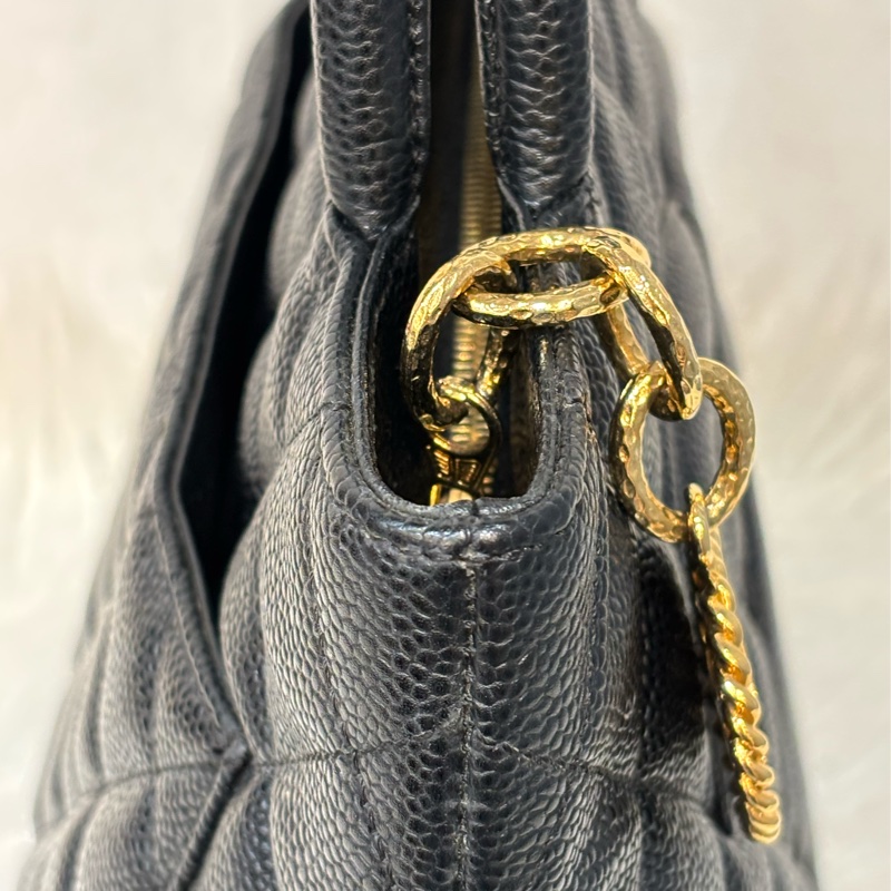 Chanel 1804 GST BOOKTOTE 黑色荔枝皮 金幣包 肩背包 手提包 托特包-1