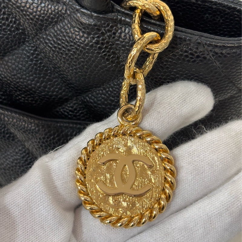 Chanel 1804 GST BOOKTOTE 黑色荔枝皮 金幣包 肩背包 手提包 托特包-24