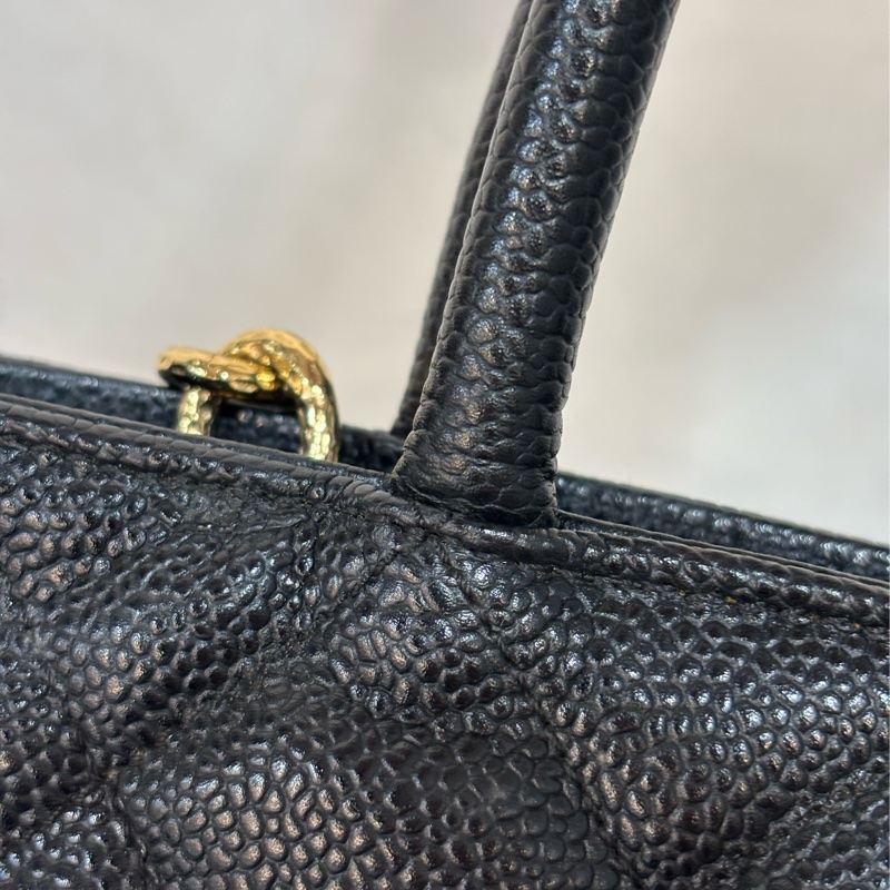 Chanel 1804 GST BOOKTOTE 黑色荔枝皮 金幣包 肩背包 手提包 托特包-57