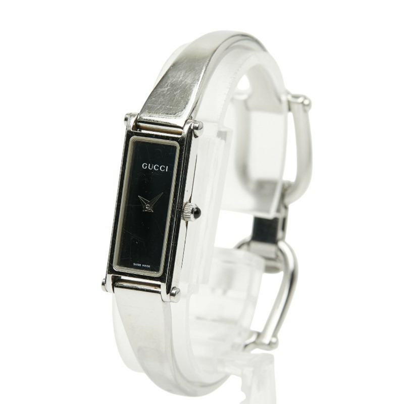 Gucci 1500L 石英腕錶，黑色錶盤，不鏽鋼錶殼，女款-1