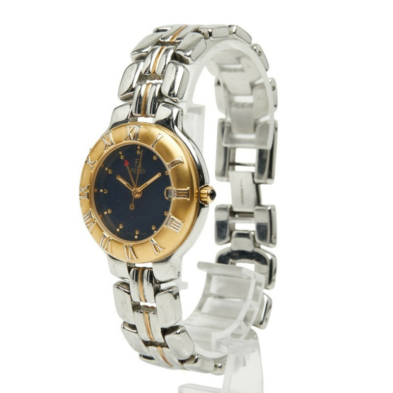芬迪男士腕錶，920G石英機芯，海軍藍錶盤，不鏽鋼鍍層-1