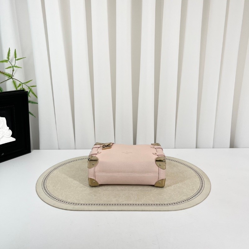 LV路易威登  芯片款 谷愛凌小號 SIDE TRUNK 可拆卸可調節肩帶S-Lock 鎖扣軟盒子 牛皮革 斜挎單肩包手提包 小號 女款 粉紅色-2