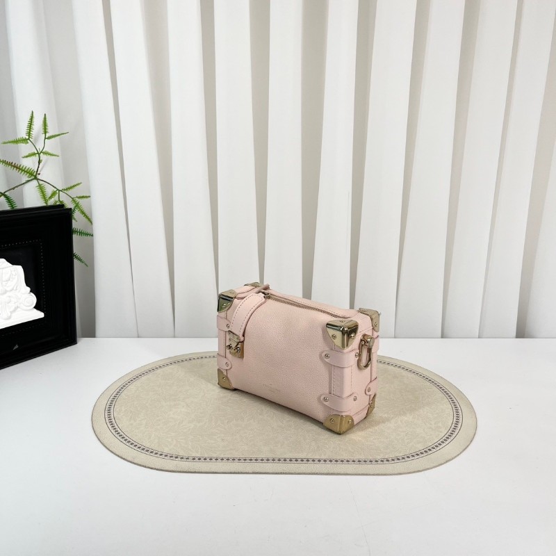 LV路易威登  芯片款 谷愛凌小號 SIDE TRUNK 可拆卸可調節肩帶S-Lock 鎖扣軟盒子 牛皮革 斜挎單肩包手提包 小號 女款 粉紅色-4