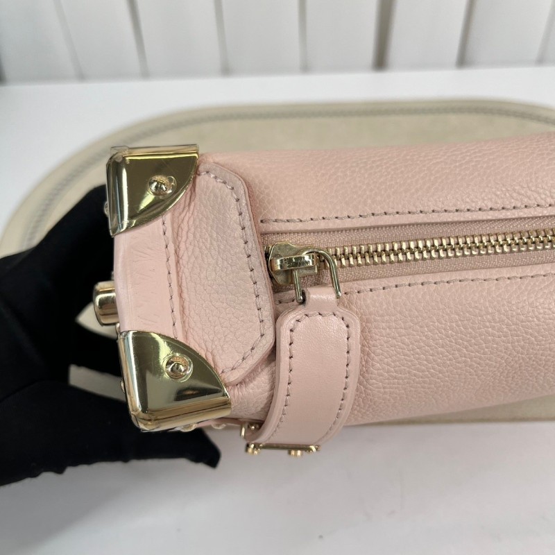 LV路易威登  芯片款 谷愛凌小號 SIDE TRUNK 可拆卸可調節肩帶S-Lock 鎖扣軟盒子 牛皮革 斜挎單肩包手提包 小號 女款 粉紅色-23