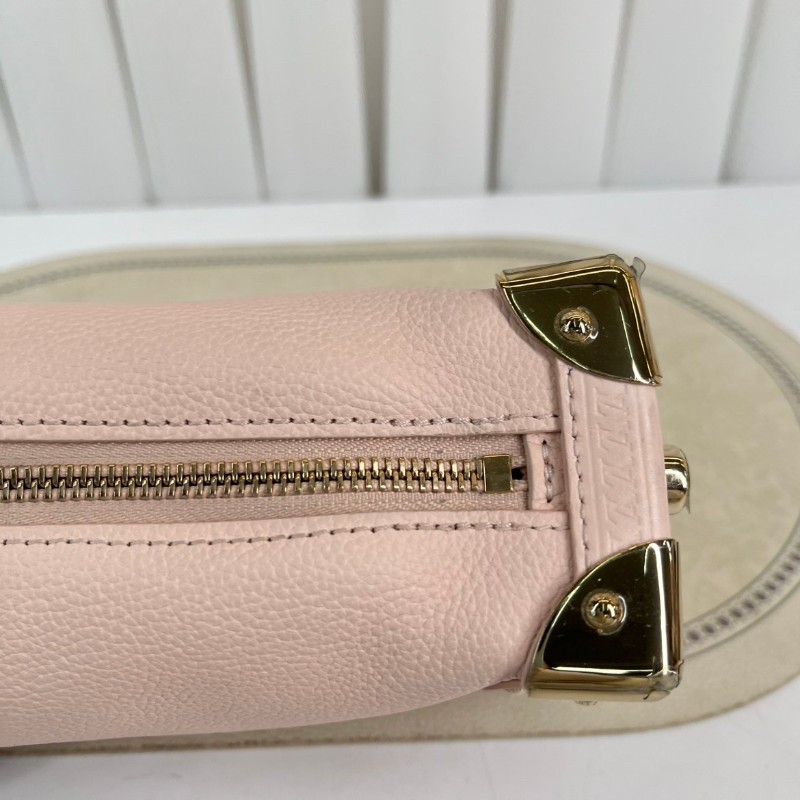 LV路易威登  芯片款 谷愛凌小號 SIDE TRUNK 可拆卸可調節肩帶S-Lock 鎖扣軟盒子 牛皮革 斜挎單肩包手提包 小號 女款 粉紅色-24