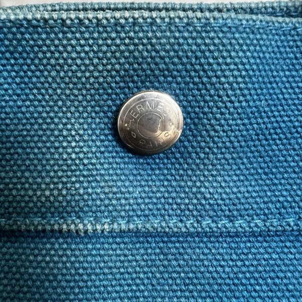 Hermès 中古藍色帆布圓桶手提袋-9