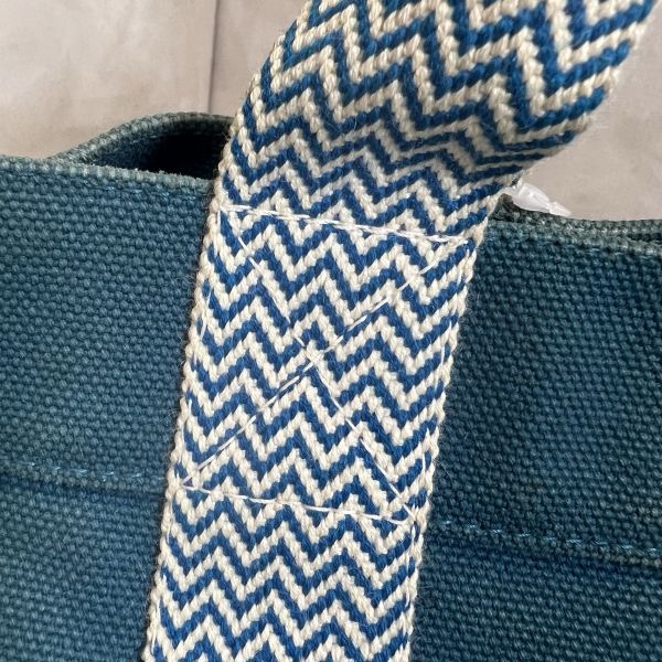 Hermès 中古藍色帆布圓桶手提袋-11