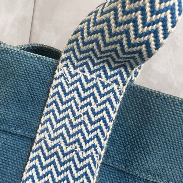 Hermès 中古藍色帆布圓桶手提袋-13