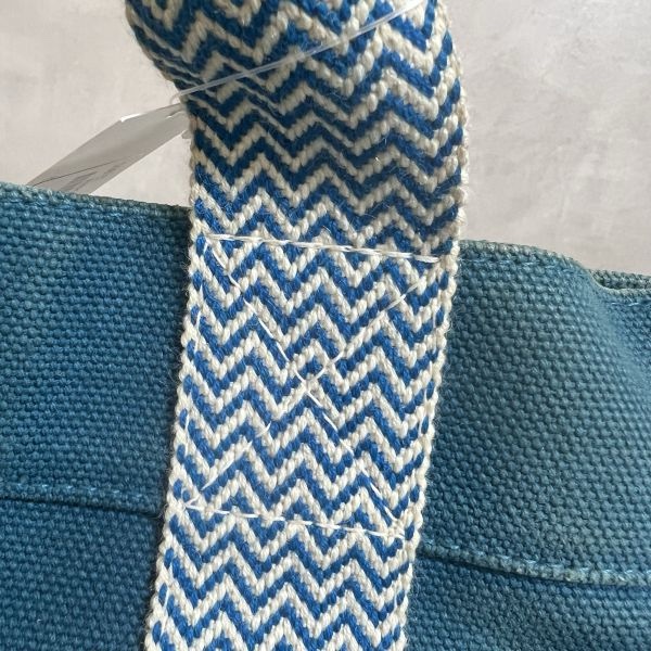 Hermès 中古藍色帆布圓桶手提袋-14