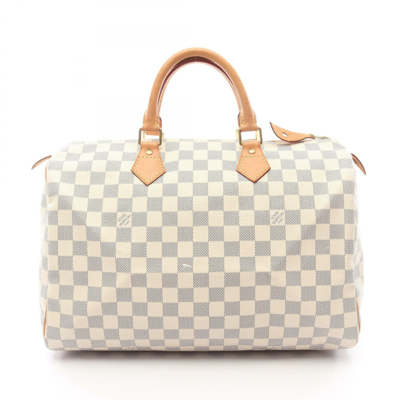路易威登 Speedy 35 手提包 N41535 Damier Azur 帆布皮革 白色 二手 LV-0
