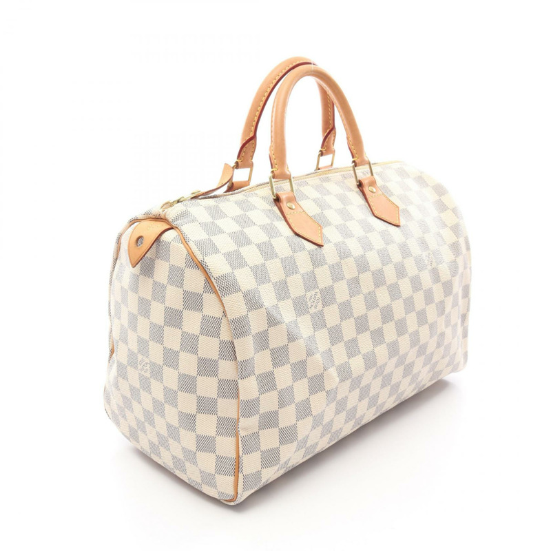 路易威登 Speedy 35 手提包 N41535 Damier Azur 帆布皮革 白色 二手 LV-1