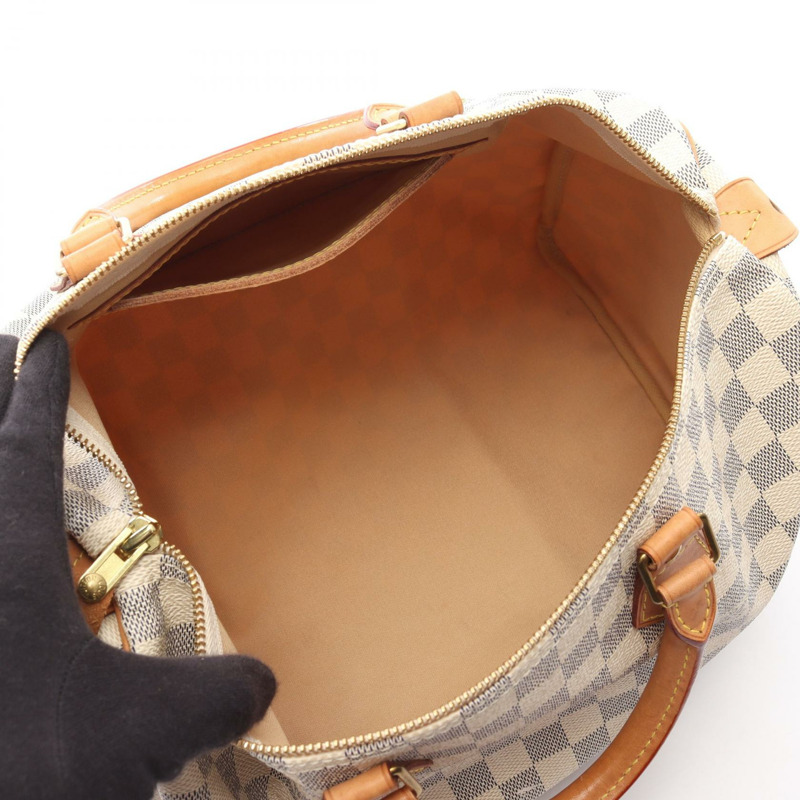 路易威登 Speedy 35 手提包 N41535 Damier Azur 帆布皮革 白色 二手 LV-2