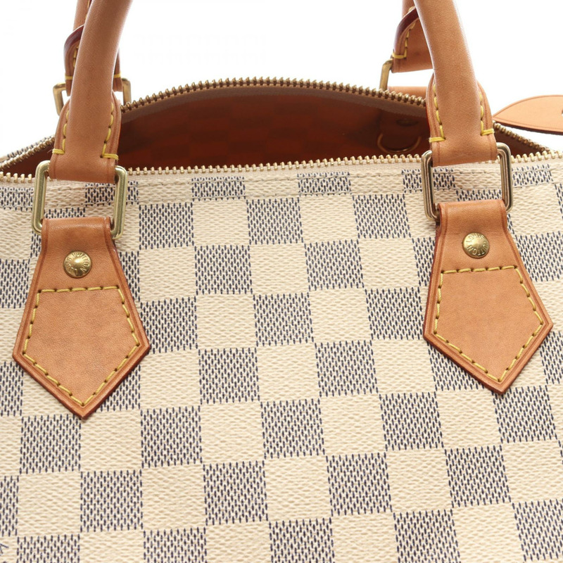 路易威登 Speedy 35 手提包 N41535 Damier Azur 帆布皮革 白色 二手 LV-10