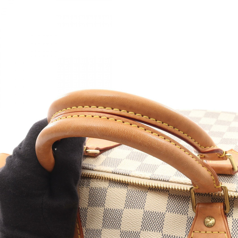 路易威登 Speedy 35 手提包 N41535 Damier Azur 帆布皮革 白色 二手 LV-13
