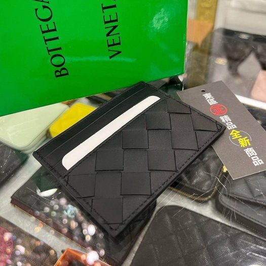 東區正精品㊣BOTTEGA VENETA BV 743209 全新黑色全皮大格編織扁式卡片夾名片夾 RZ5612-4