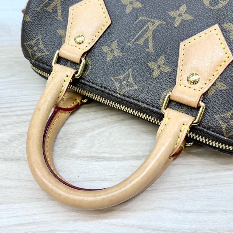 LV原花奶茶寬背帶紅內Speedy20波士頓包M46222-14