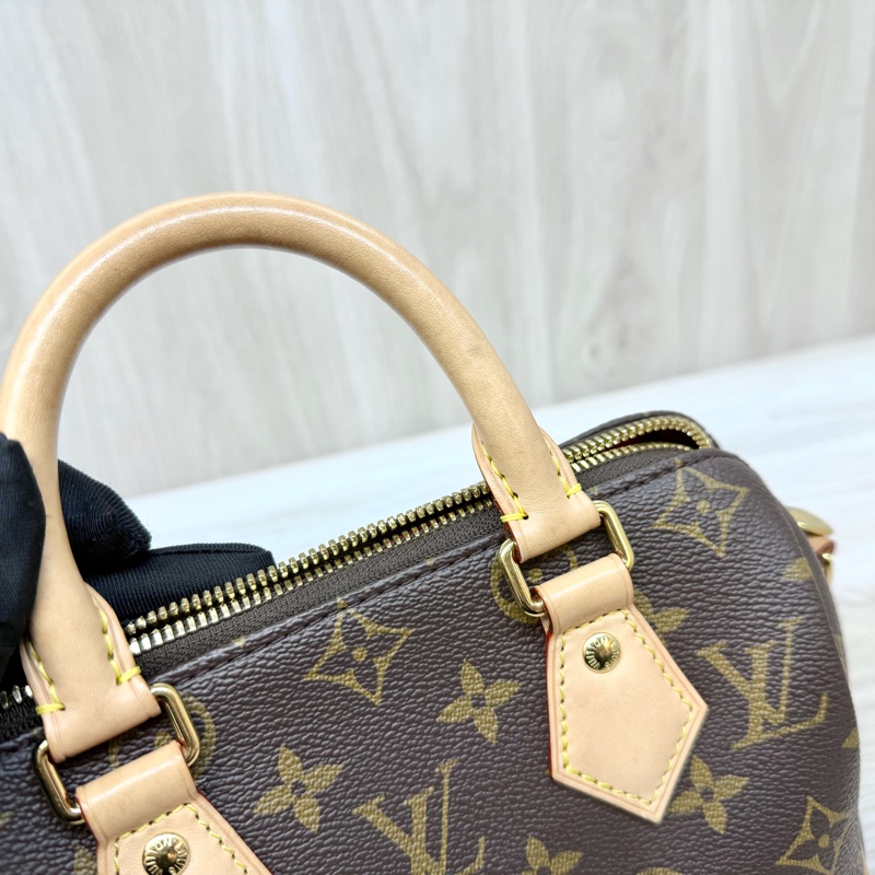 LV原花奶茶寬背帶紅內Speedy20波士頓包M46222-16