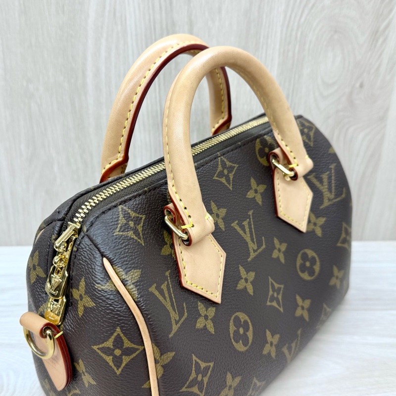 LV原花奶茶寬背帶紅內Speedy20波士頓包M46222-17