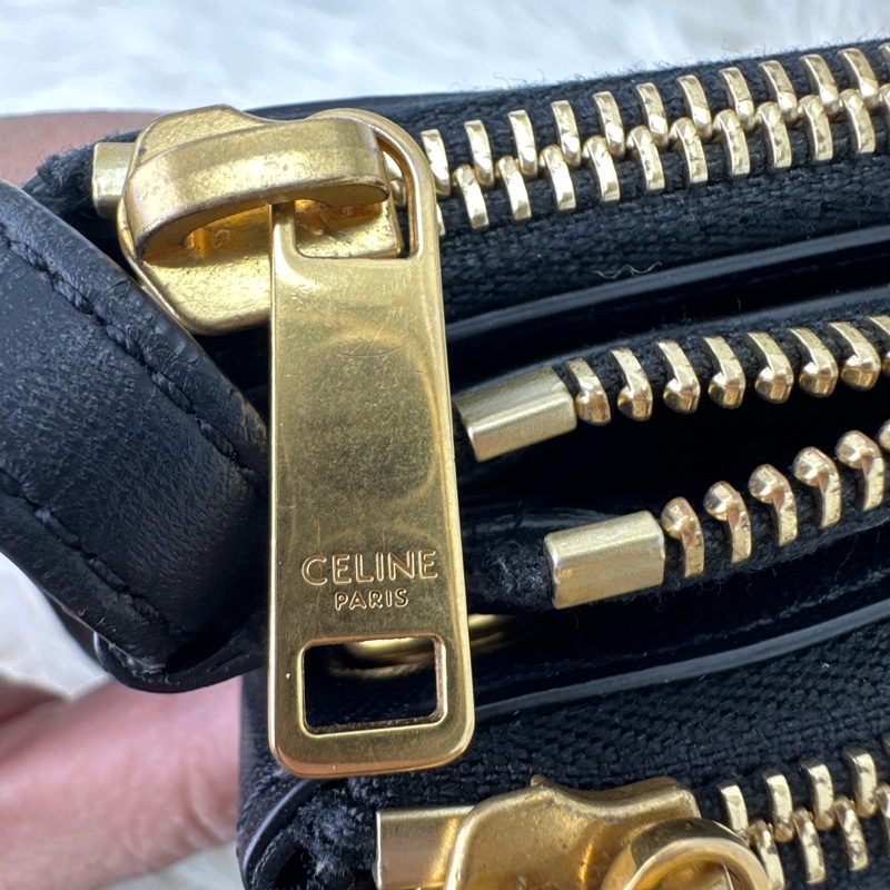 CELINE Trio 3 in 1 黑金羊皮風琴包 Small Size 斜肩包-16