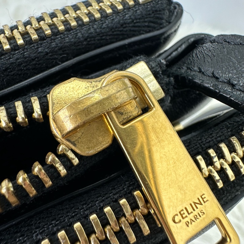 CELINE Trio 3 in 1 黑金羊皮風琴包 Small Size 斜肩包-20