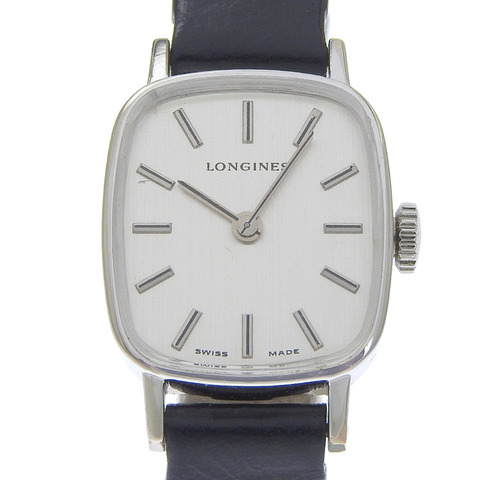 浪琴錶 Cal.5602 精鋼 x 壓花皮革 手動上鍊 指針式 銀色錶盤 女士