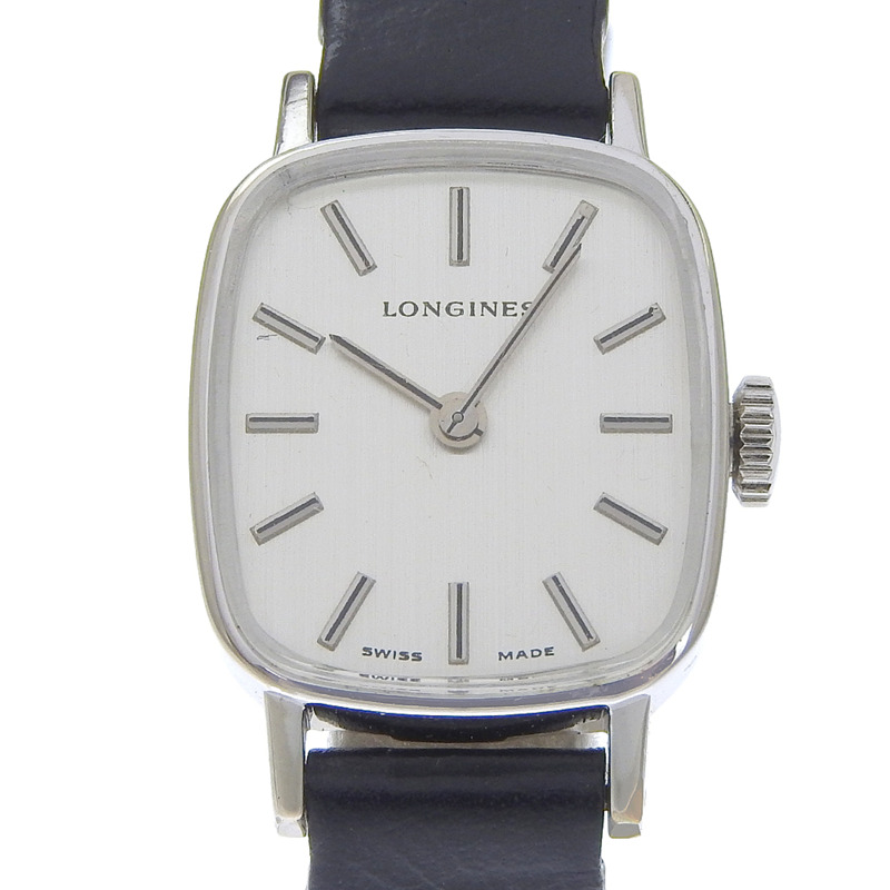 浪琴錶 Cal.5602 精鋼 x 壓花皮革 手動上鍊 指針式 銀色錶盤 女士-0